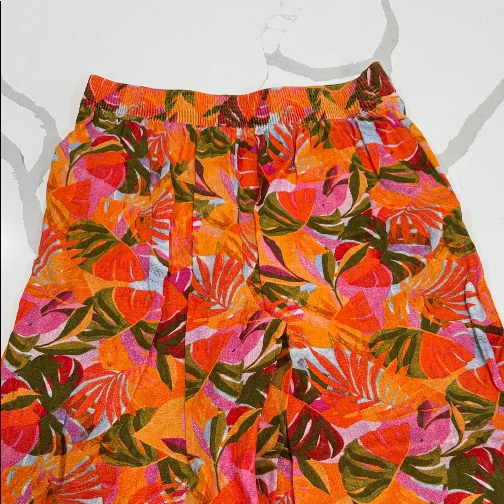 C&C California Colorful Tropical Wide Leg 100% Linen Pants size Medium - Picture 4 of 4